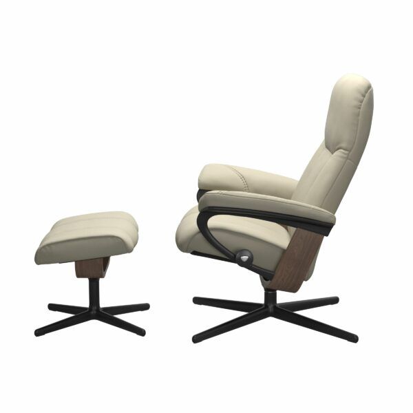 Stressless Consul Recliner & Ottoman - Signature & Cross Base - Image 7