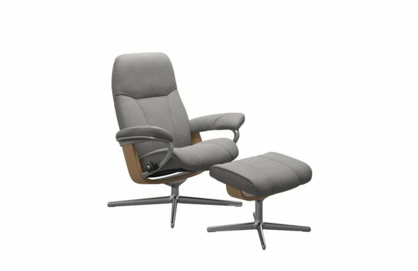 Stressless Consul Recliner & Ottoman - Signature & Cross Base - Image 8
