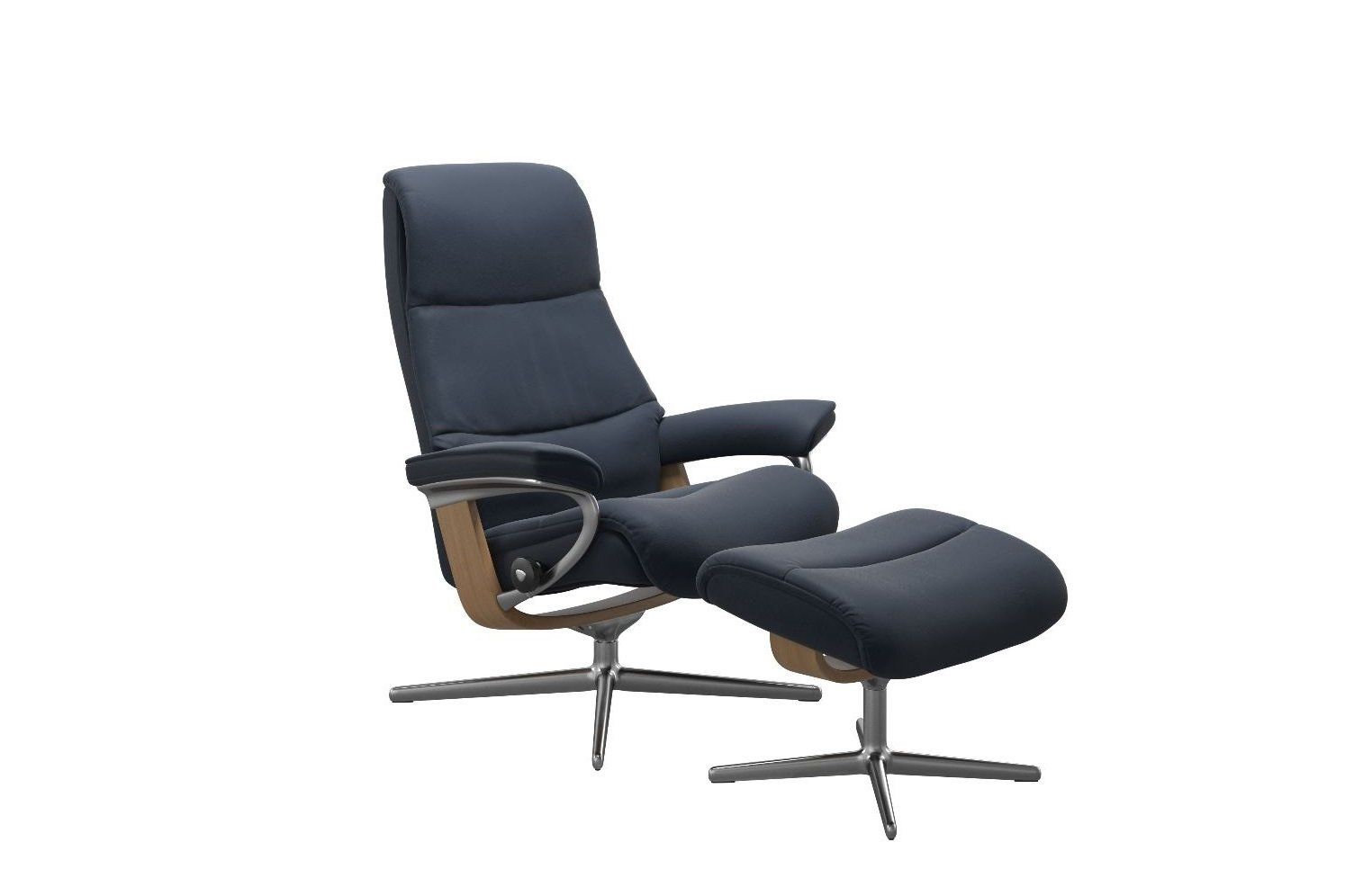 Stressless View Recliner & Ottoman - Signature & Cross Base
