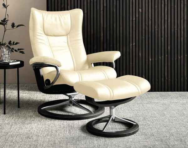 Stressless Wing Recliner & Ottoman - Signature & Cross Base - Image 11