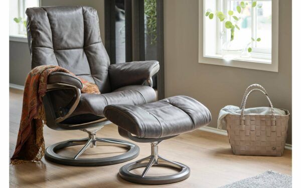Stressless Mayfair Recliner & Ottoman - Signature & Cross Base - Image 8