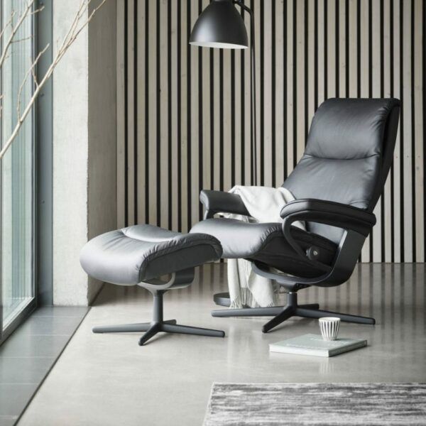 Stressless View Recliner & Ottoman - Signature & Cross Base - Image 14