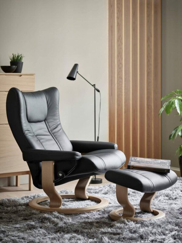 Stressless Wing Recliner & Ottoman - Classic Base - Image 6