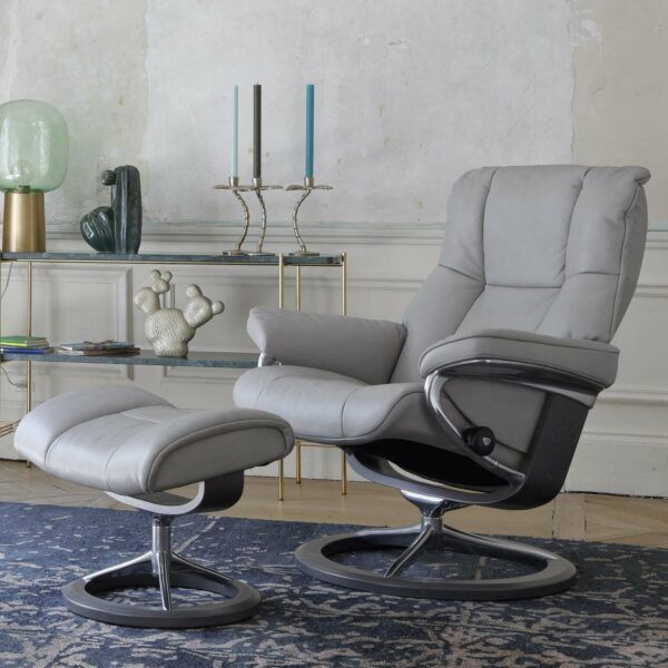 Stressless Mayfair Recliner & Ottoman - Signature & Cross Base - Image 10