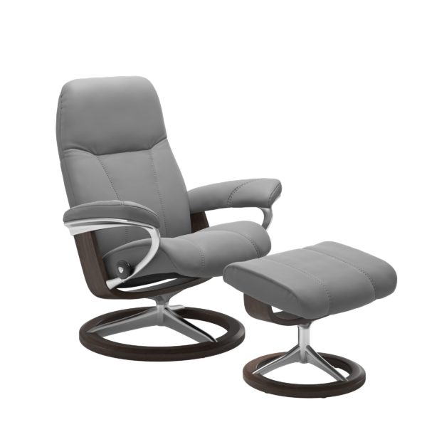 Stressless Consul Recliner & Ottoman - Signature & Cross Base