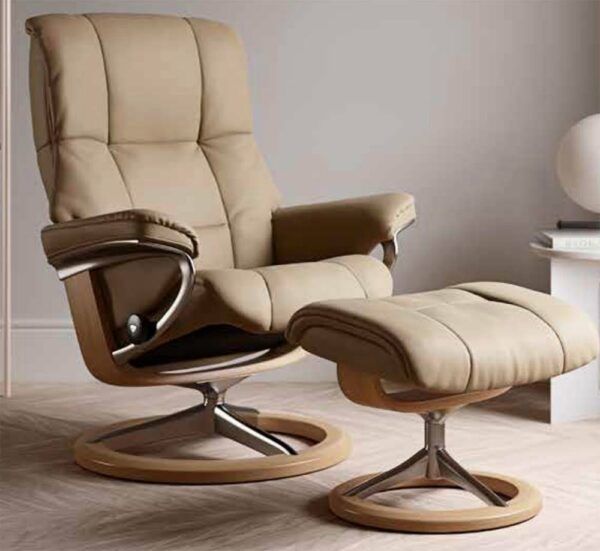 Stressless Mayfair Recliner & Ottoman - Signature & Cross Base - Image 9