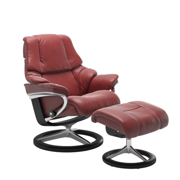 Stressless Reno Recliner & Ottoman - Signature & Cross Base