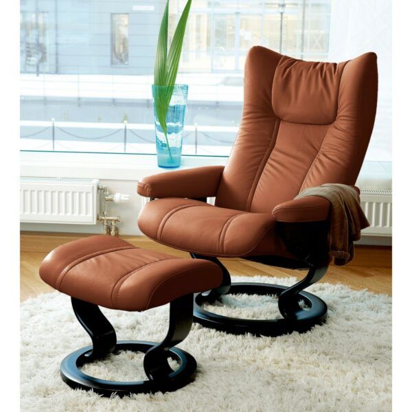 Stressless Wing Recliner & Ottoman - Classic Base - Image 5