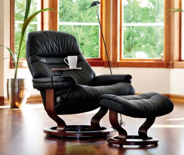 Stressless Sunrise Recliner & Ottoman - Classic Base - Image 5