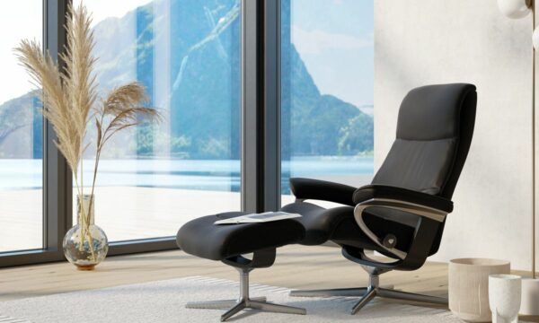 Stressless View Recliner & Ottoman - Signature & Cross Base - Image 15