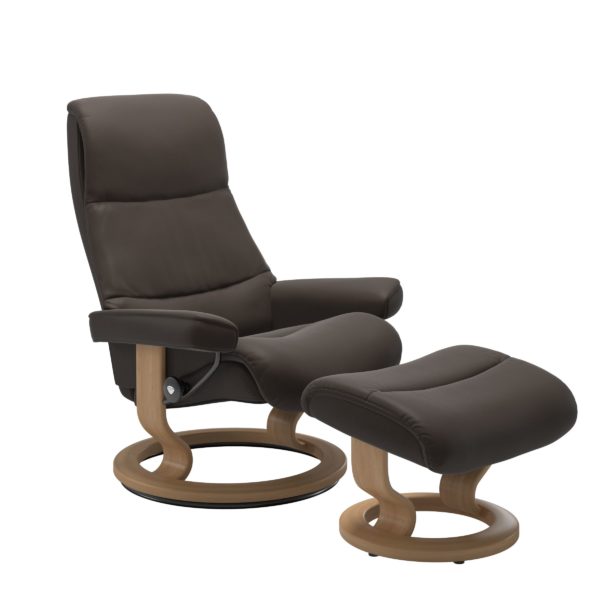 Stressless View Recliner & Ottoman - Classic Base