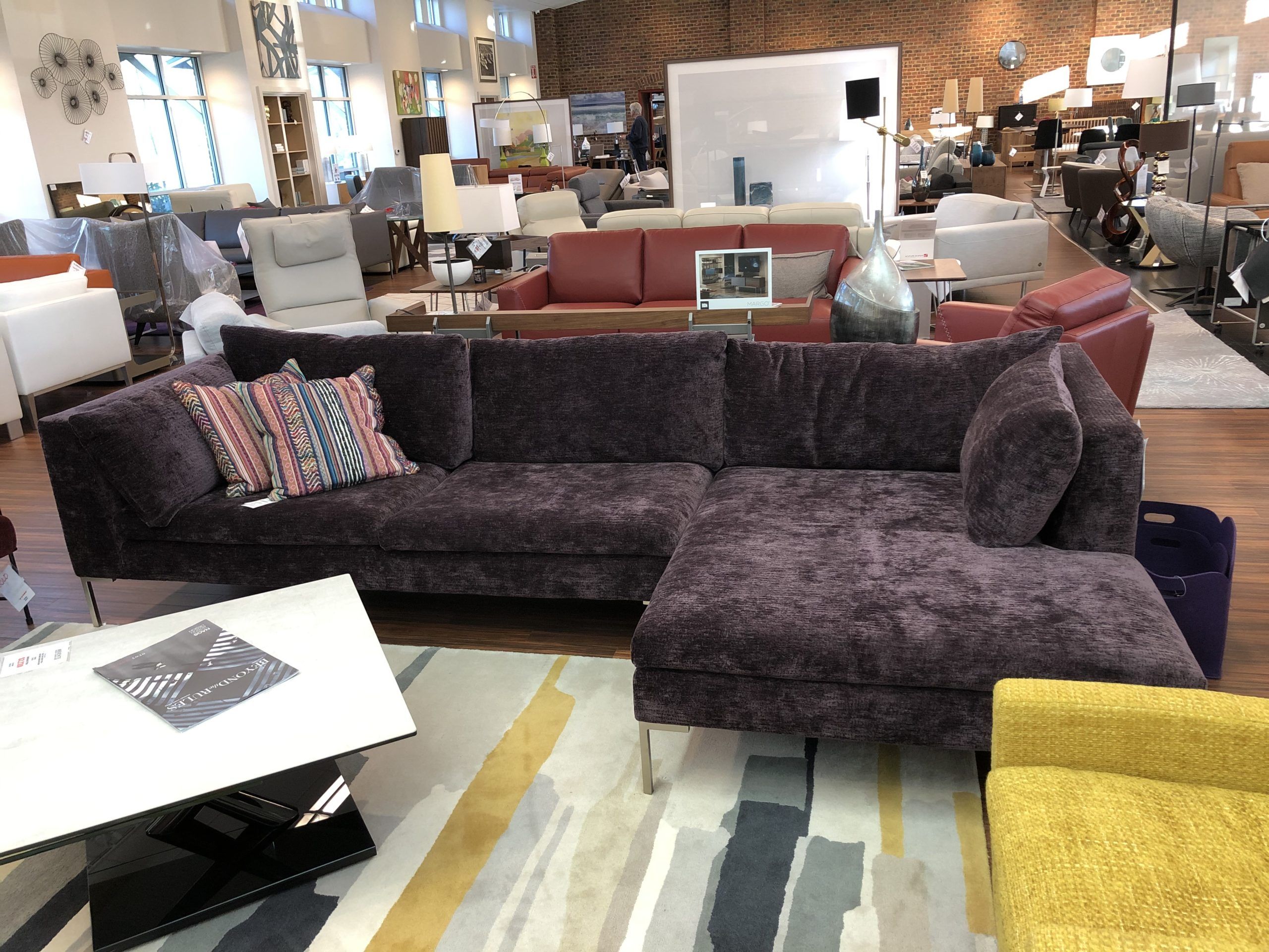 American Leather Inspiration Sectional Plum Raleigh Store