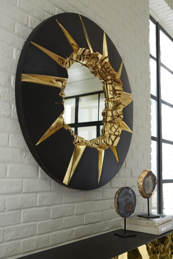 Phillips Collection Circular Cracked Black & Gold Mirror - Image 5